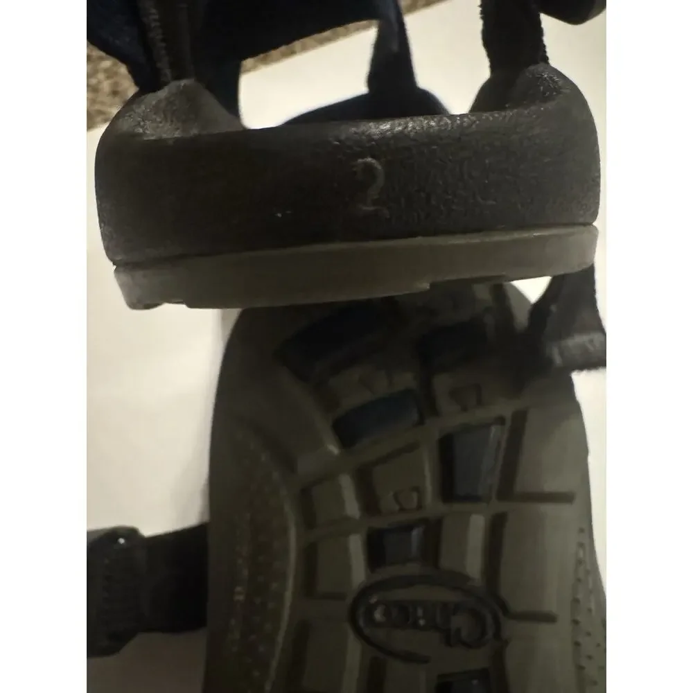 Chaco Kids Z/1 EcoTread Sandals Youth Size 2 Black Gray Adjustable Straps